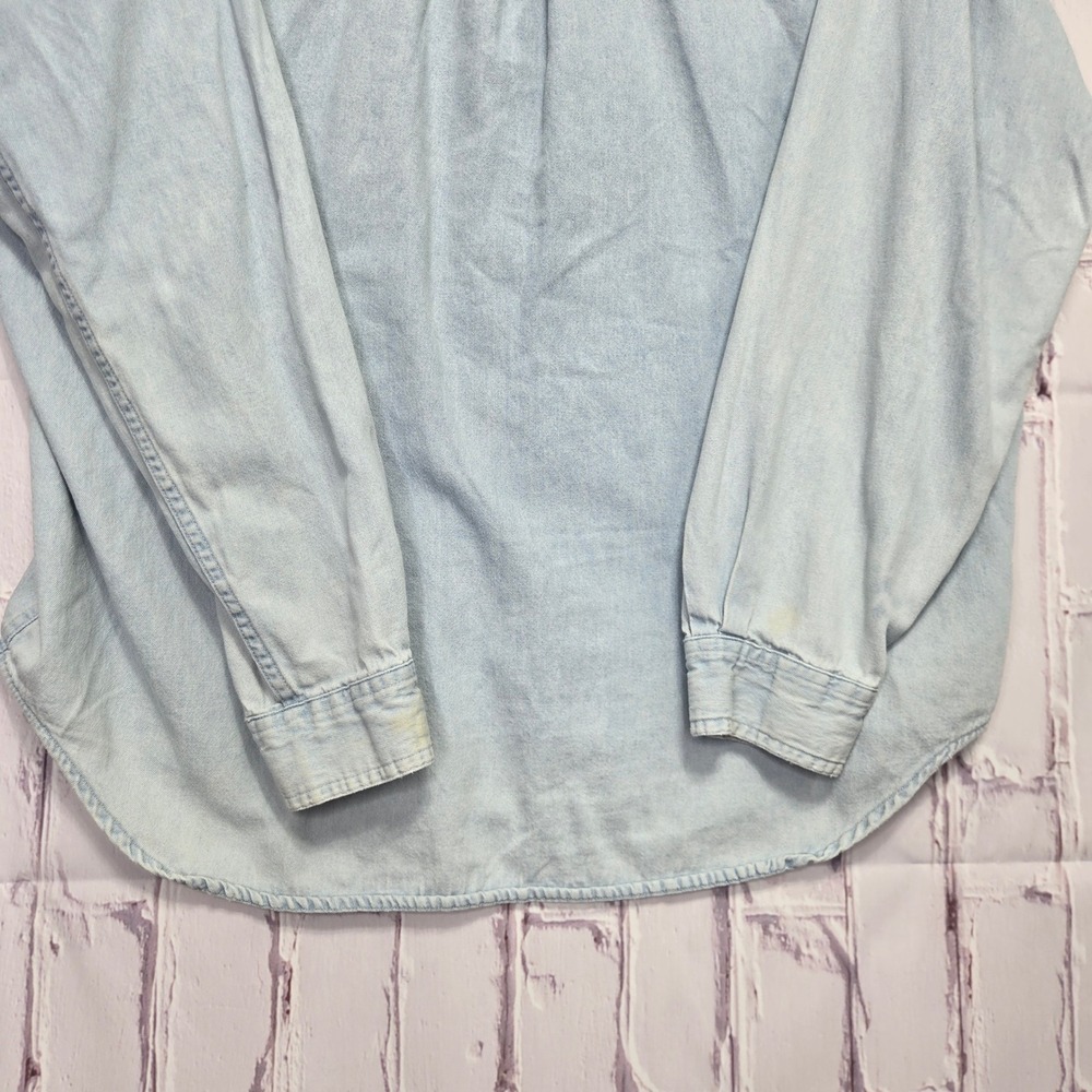 Vintage Marlboro Country Denim Shirt Light Wash Western Workwear Mens Large L - Picture 8 of 13
